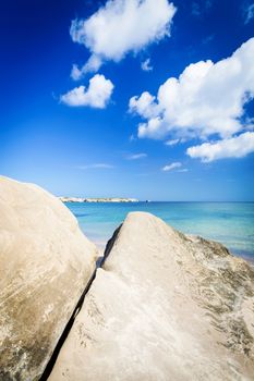 Blue sky and ocean beach in Portugal 