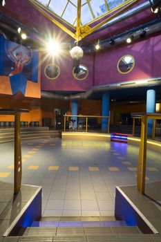 An empty room for dancing in the disco club.