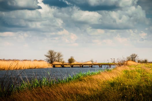 Rural summer landscape before the storm