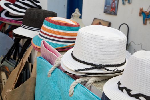 A lot of hats, at a shop in Folegandros, Greece