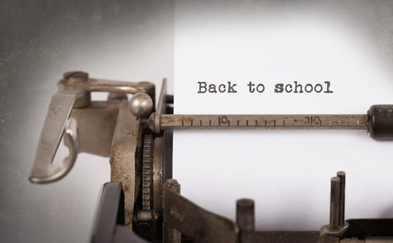 Vintage inscription made by old typewriter, Back to SCHOOL