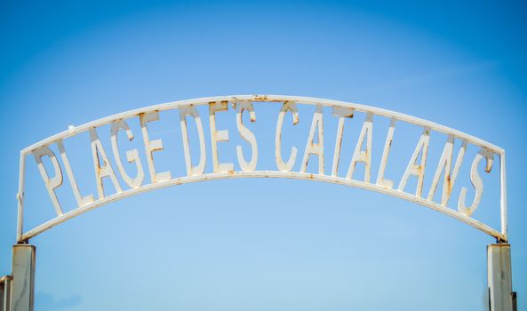 Rustic Sign At Plage des Catalans In Marseille, South France