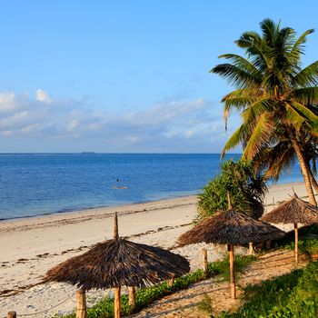 Nyali beach in Kenya with tropical view over the ocean