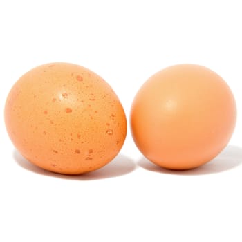 Two chicken eggs isoalted on white background