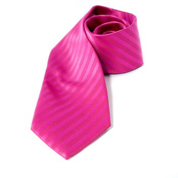 Pink necktie isolated on white background