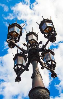 Historical lantern in Dresden Germany. Blue sky