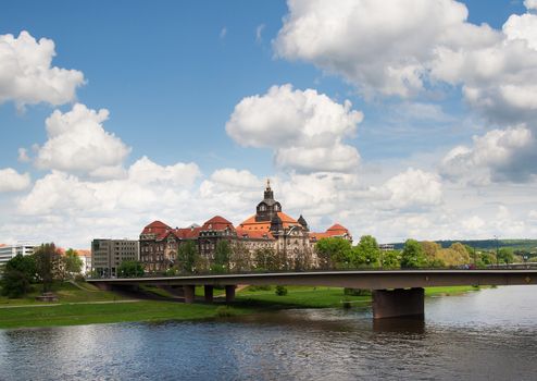 Panoramic view of Dresden and the river Elbe.