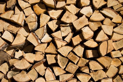 Wall of harvested wood abstract natural background