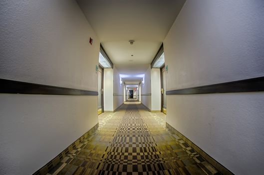 empty modern hotel hallway