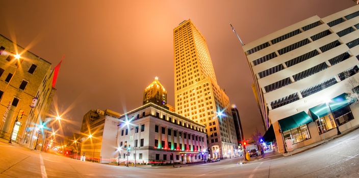 tulsa city skyline seen at night