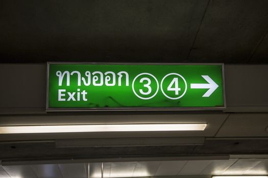 Exit sign of in the BTS skytrain system, exit 3 and 4