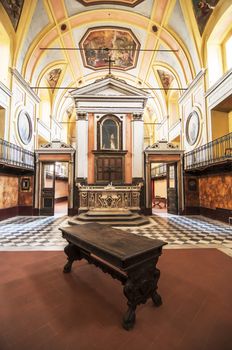 historic hall inside S. Maria della Pace, Naples, Italy