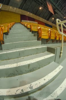 stadium seating taken with fisheye lense