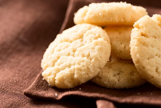 Cookies close up tower on napkin