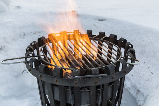 Fireplace Outside in Winter