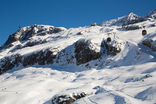 The Alpe d Huez ski domain in the French Alps