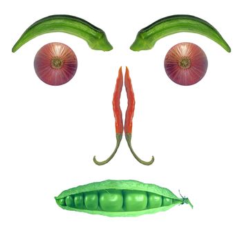Face created with different vegetables