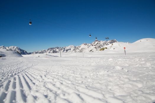 The Alpe d Huez ski domain in the French Alps