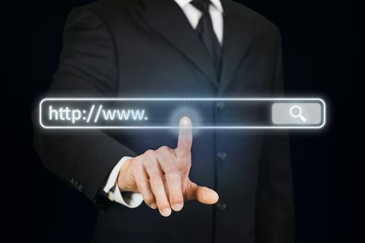 Businessman clicking Internet address bar