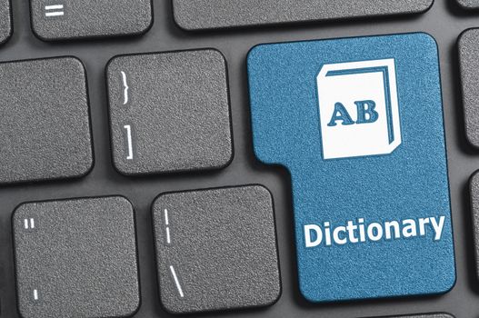 Blue dictionary key on keyboard