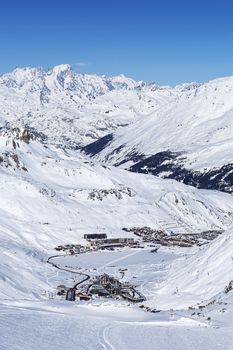 View of Tignes in winter, France.