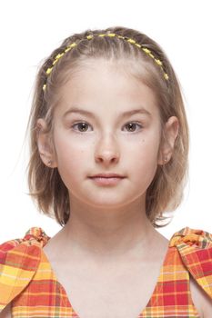 Portrait of a Little Girl with Blond Hair - Isolated on White