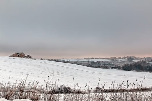 Winter landscape of a small Italian village