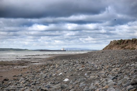 tanker at rocky beal beach on the wild atlantic way in county Kerry Ireland