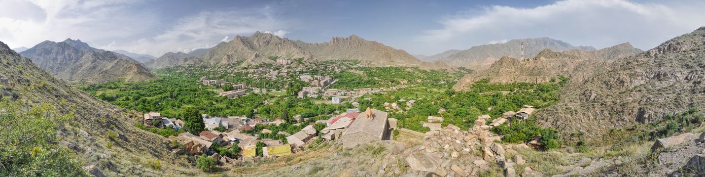Scenic panorama of beautiful landscape around Meghri in Armenia