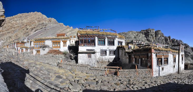 Picturesque view of traditional housing in Ladakh, India