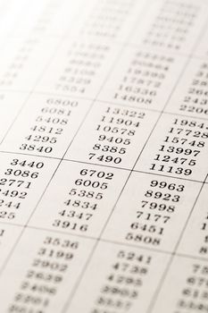 printed columns of random numbers