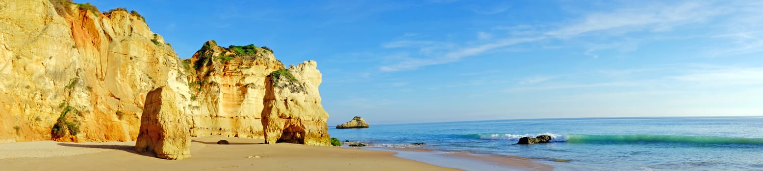 Panorama from Praia da Rocha in the Algarve Portugal