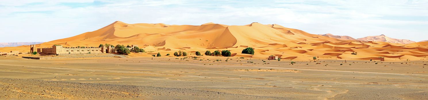 Panorama from the Erg Chebbi desert in Morocco