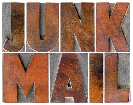 junk mail - isolated text in letterpress wood type blocks