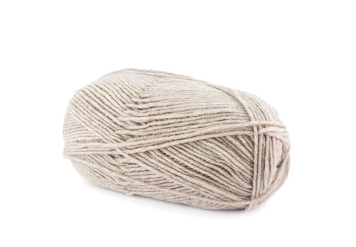 Beige wool yarn ball isolated on a white background