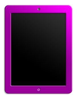 Pink computer tablet with blank screen size 4x3. Black background