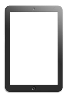 Modern computer tablet with  blank screen. White background