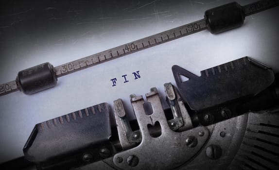 Vintage inscription made by old typewriter, FIN