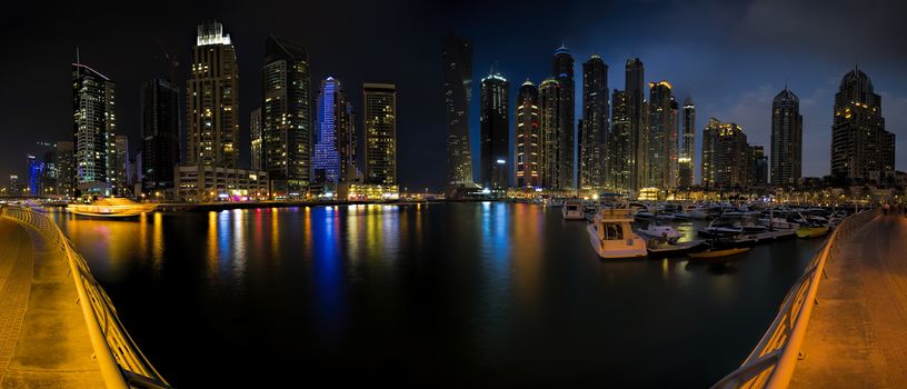 Skyline panorama picture shot at Dubai marina