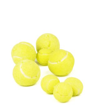 Heap of Tennis Balls isolated on white background