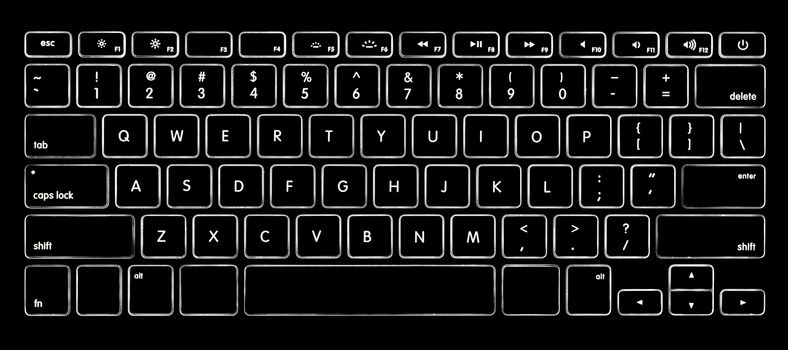 computer keyboard with illuminated backlight.