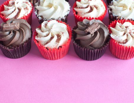Assorted cupcakes with space for text