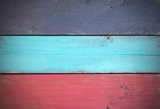 Close up of painted boards of timber wood