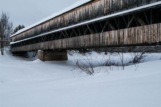 Covered Bridge in the winter in New Brunswick