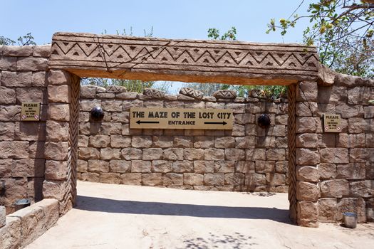 entrance to Maze, labyrinth in Lost City, Luxury Resort in South Africa