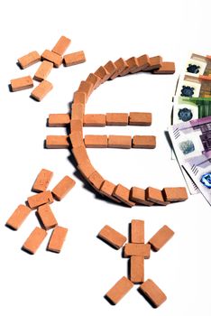 European Monetary Union represented by the clay bricks.