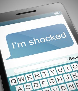 Illustration depicting a phone with a shocked text message concept.