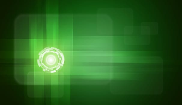 Glow circles on green gradient background. The technology concept