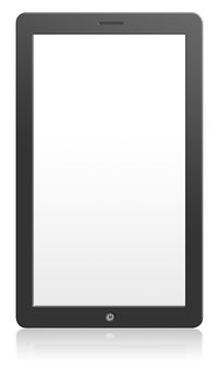 Modern computer tablet with blank screen size 16x9. White background