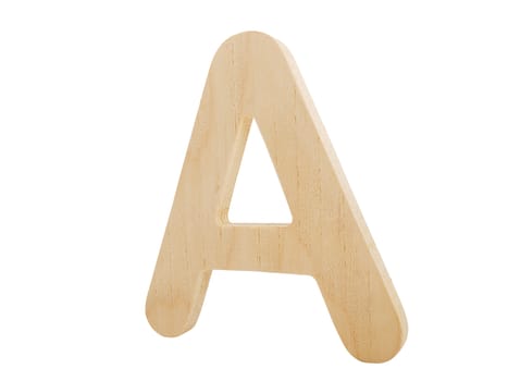 wooden letter a isolated on white, studio shot     